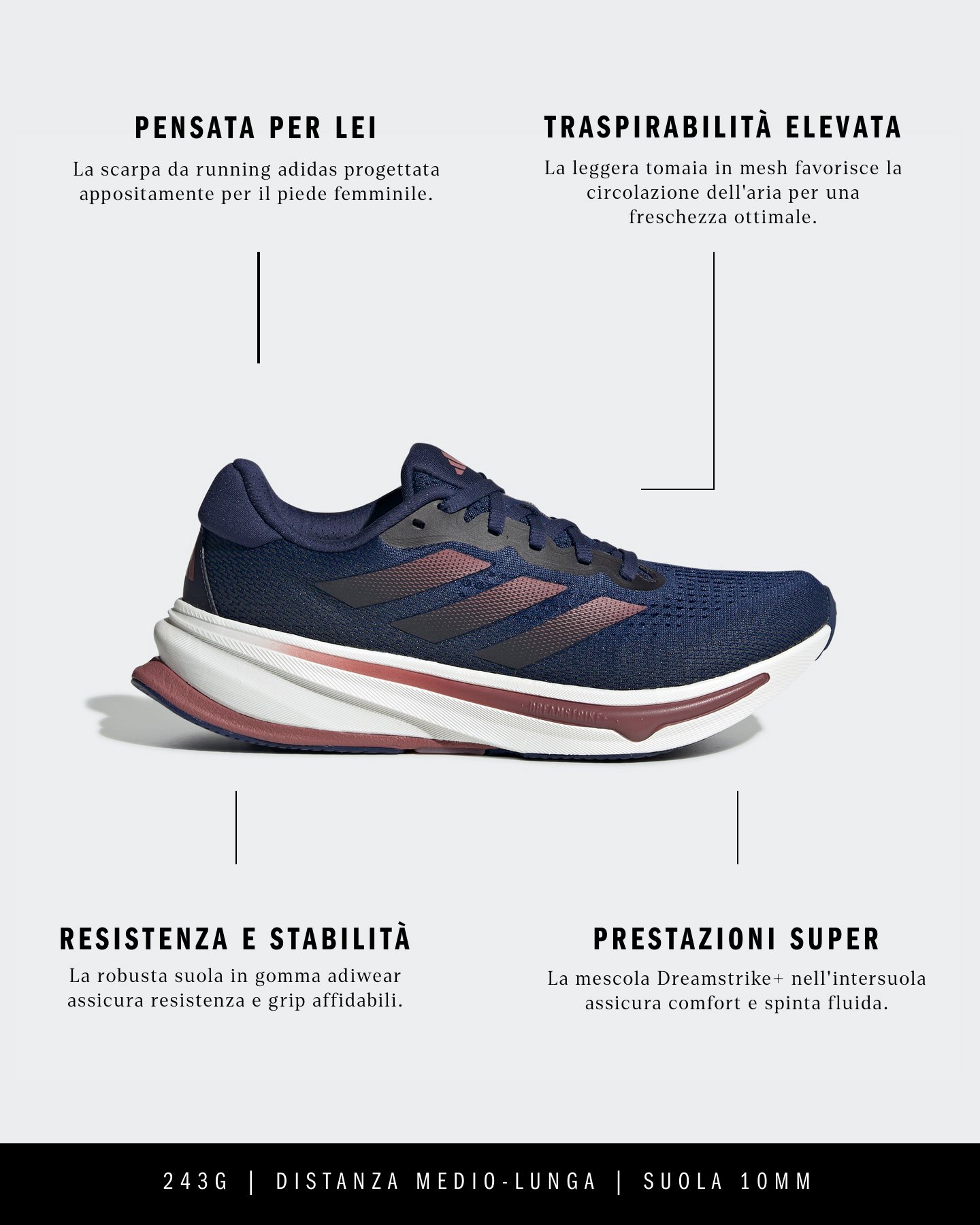 Scarpe running ADIDAS SUPERNOVA RISE W - 1 | Cisalfa Sport