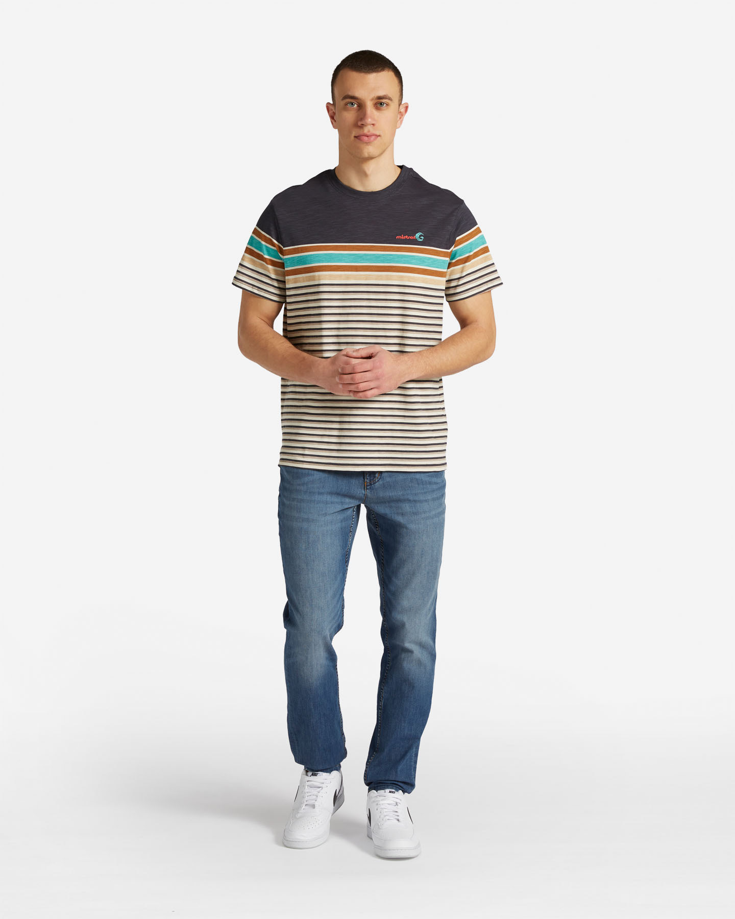 T-shirt MISTRAL STRIPED M - 1 | Cisalfa Sport