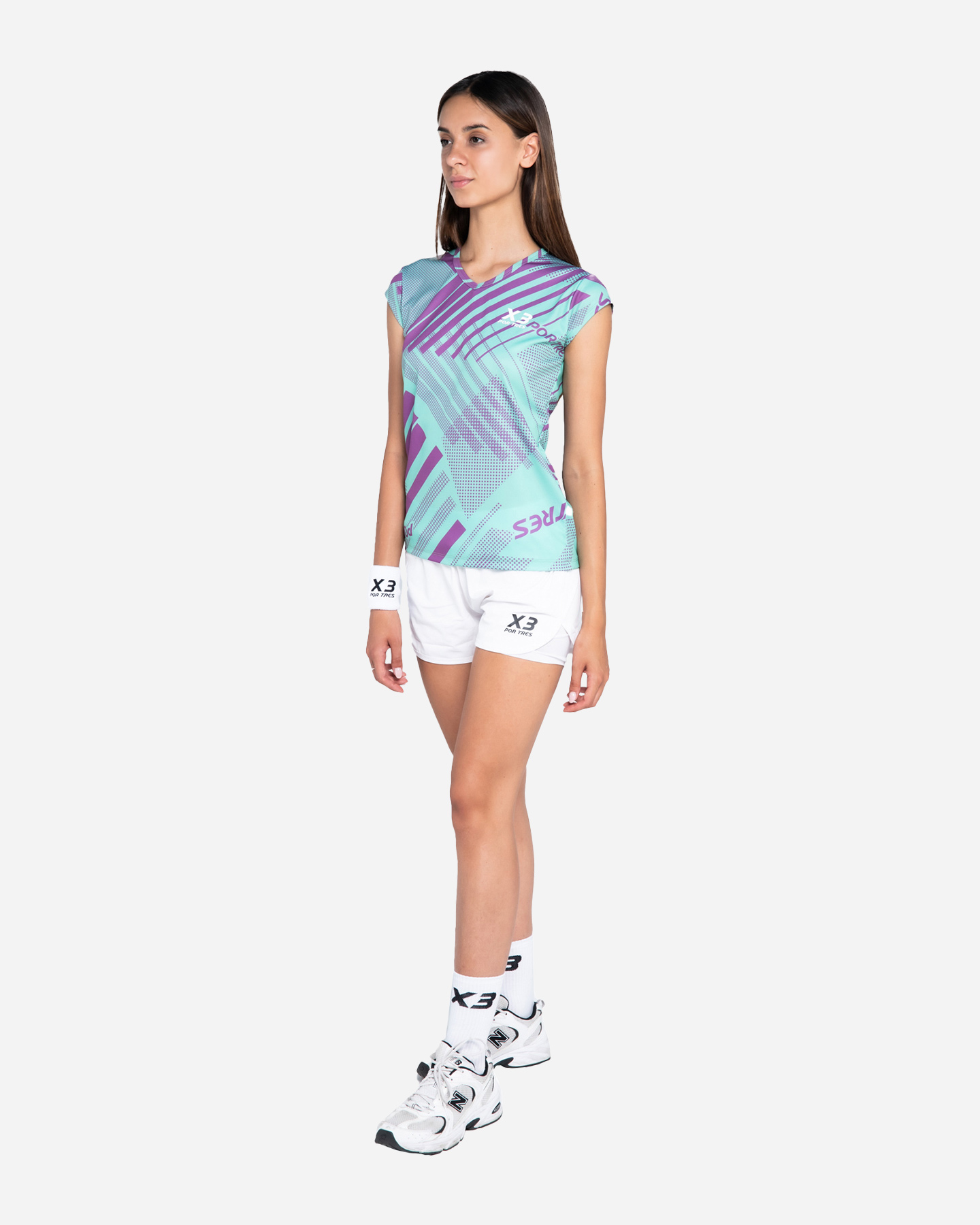 T-shirt tennis X3 POR TRES TENERIFE W - Azzurro - 2 | Cisalfa Sport