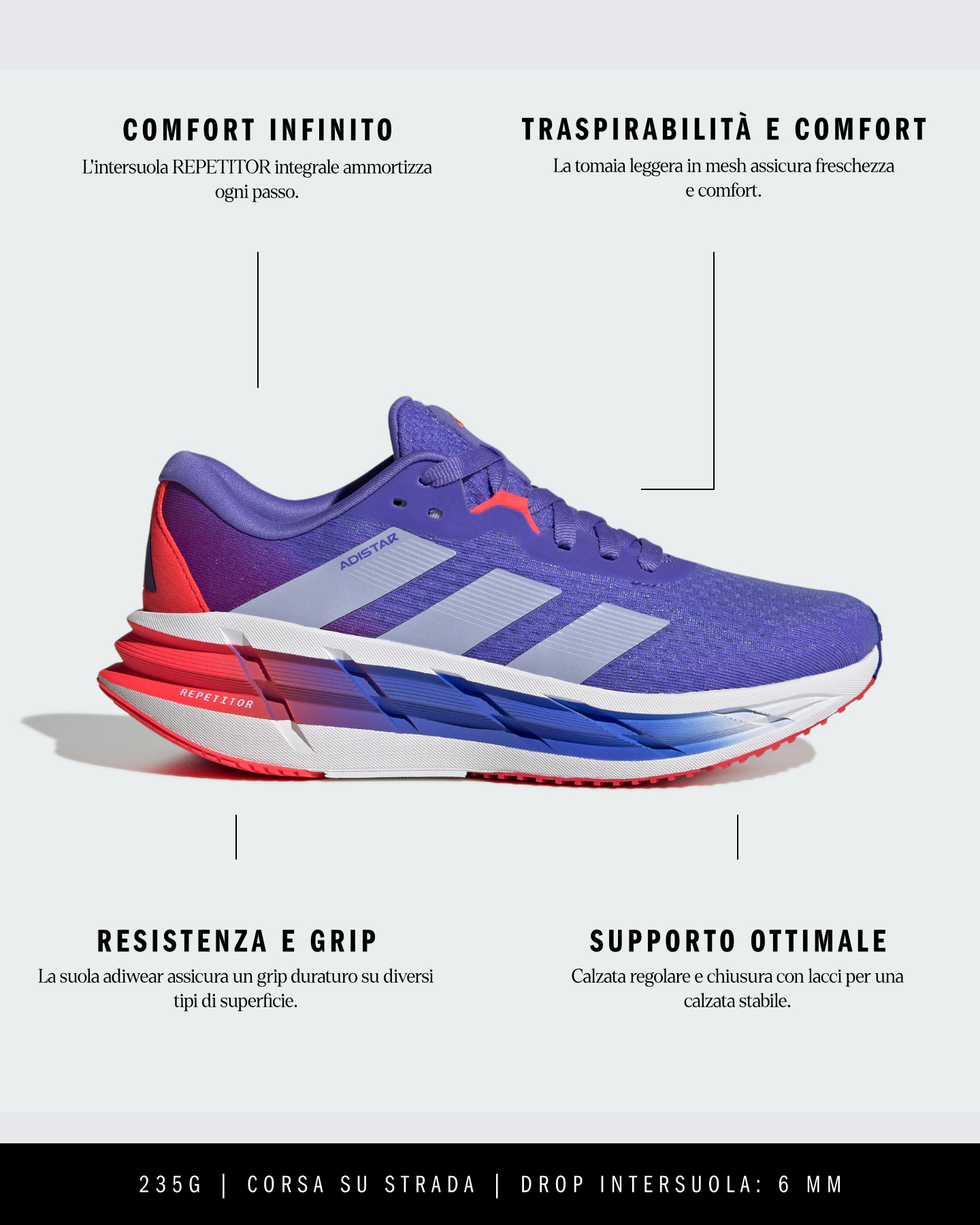 Scarpe running ADIDAS ADISTAR 3 W - Blu - 6 | Cisalfa Sport