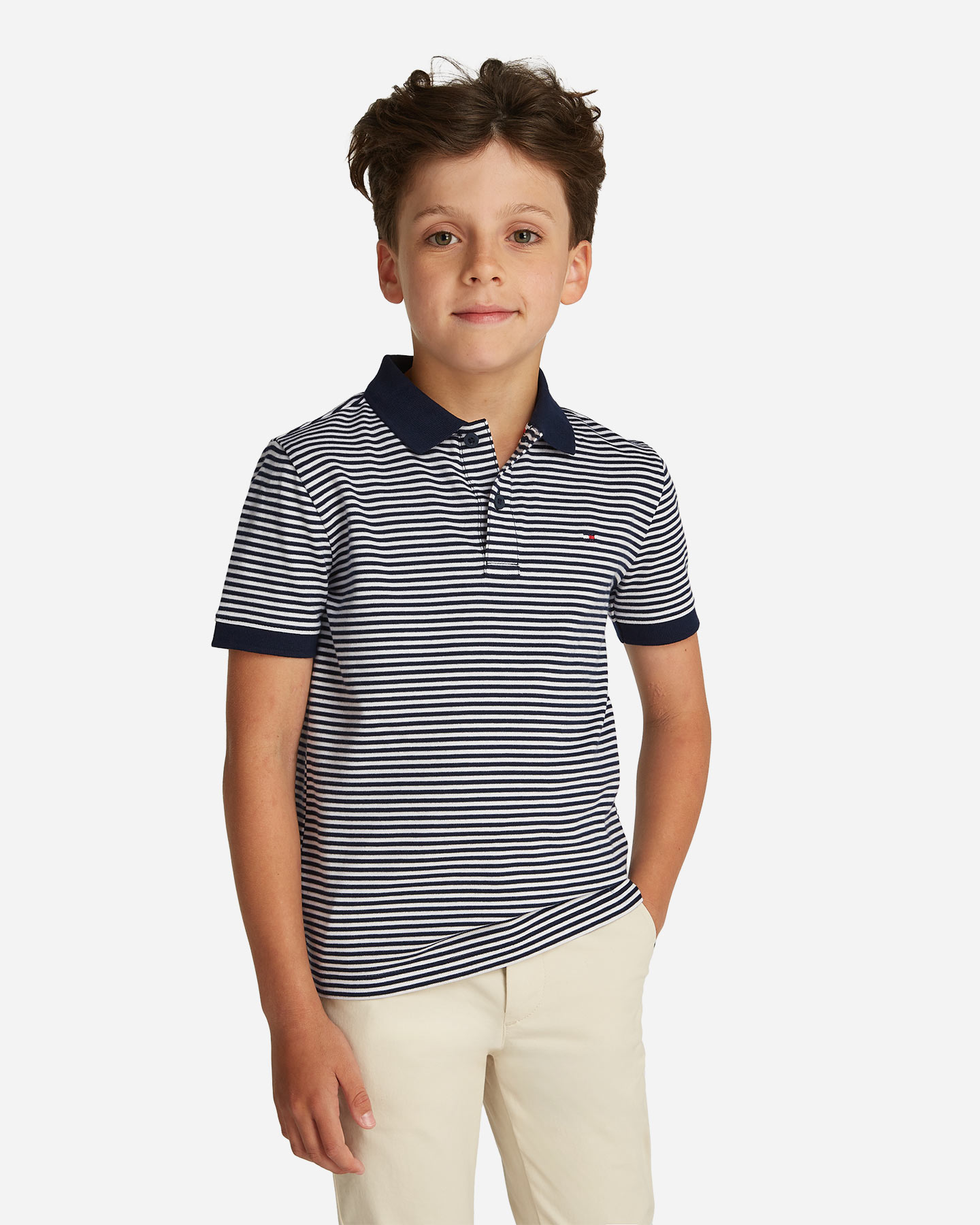 Polo TOMMY HILFIGER STRIPED JR - Blu Navy - 2 | Cisalfa Sport