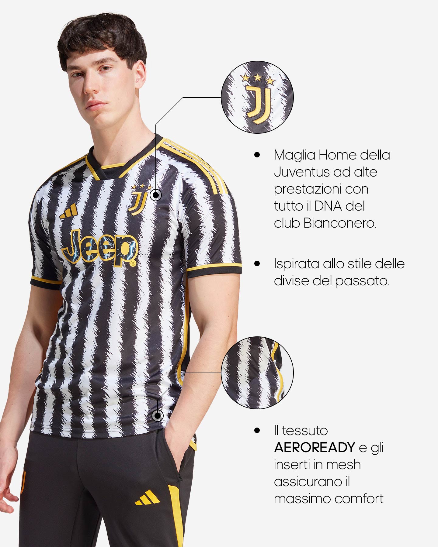 Maglia calcio ufficiale ADIDAS JUVE HOME 23-24 M - Nero - 2 | Cisalfa Sport