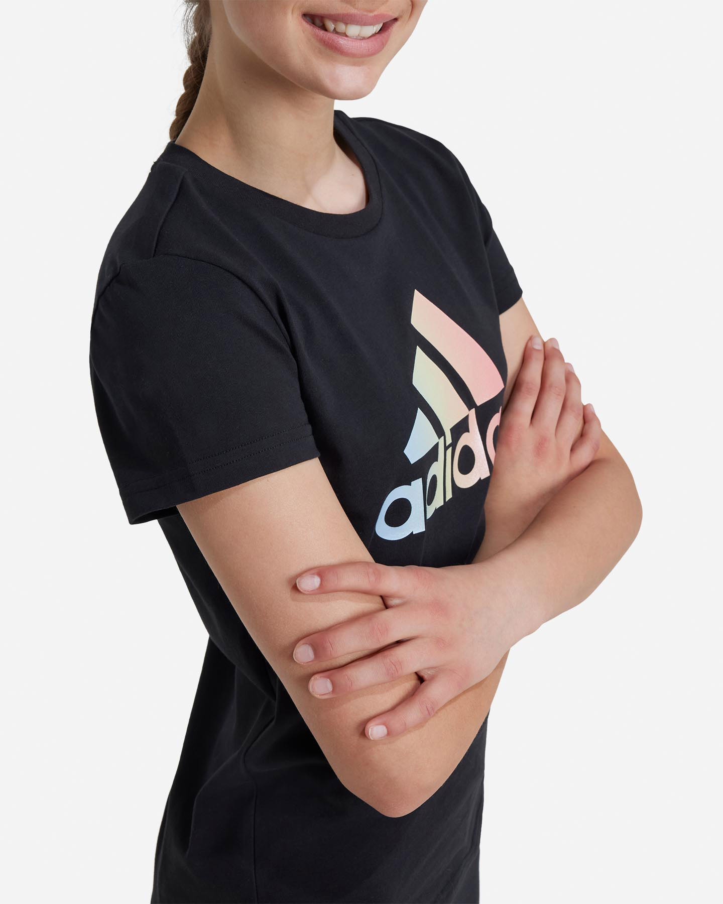 T-shirt ADIDAS BIG LOGO RAINBOW JR - Nero - 4 | Cisalfa Sport