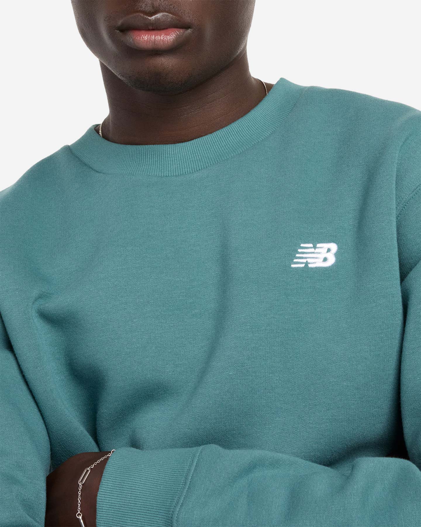 Felpa NEW BALANCE FLC BRUSH CREW SPORT M - Azzurro - 3 | Cisalfa Sport