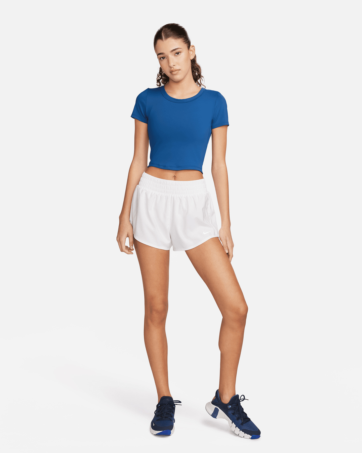 T-shirt training NIKE CROP SMALL LOGO W - Blu - 3 | Cisalfa Sport
