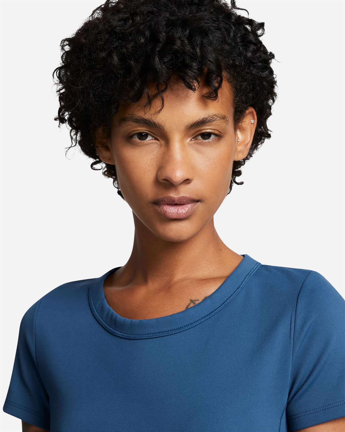 T-shirt training NIKE CROP SMALL LOGO W - Blu - 4 | Cisalfa Sport
