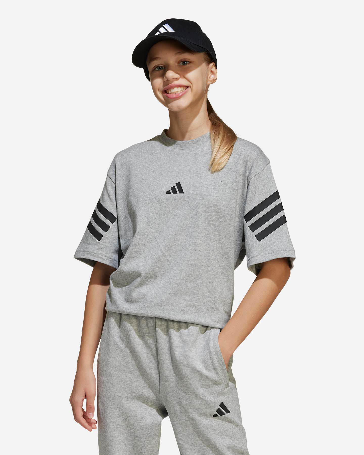 T-shirt ADIDAS BOXY 3STRIPES JR - Grigio - 1 | Cisalfa Sport
