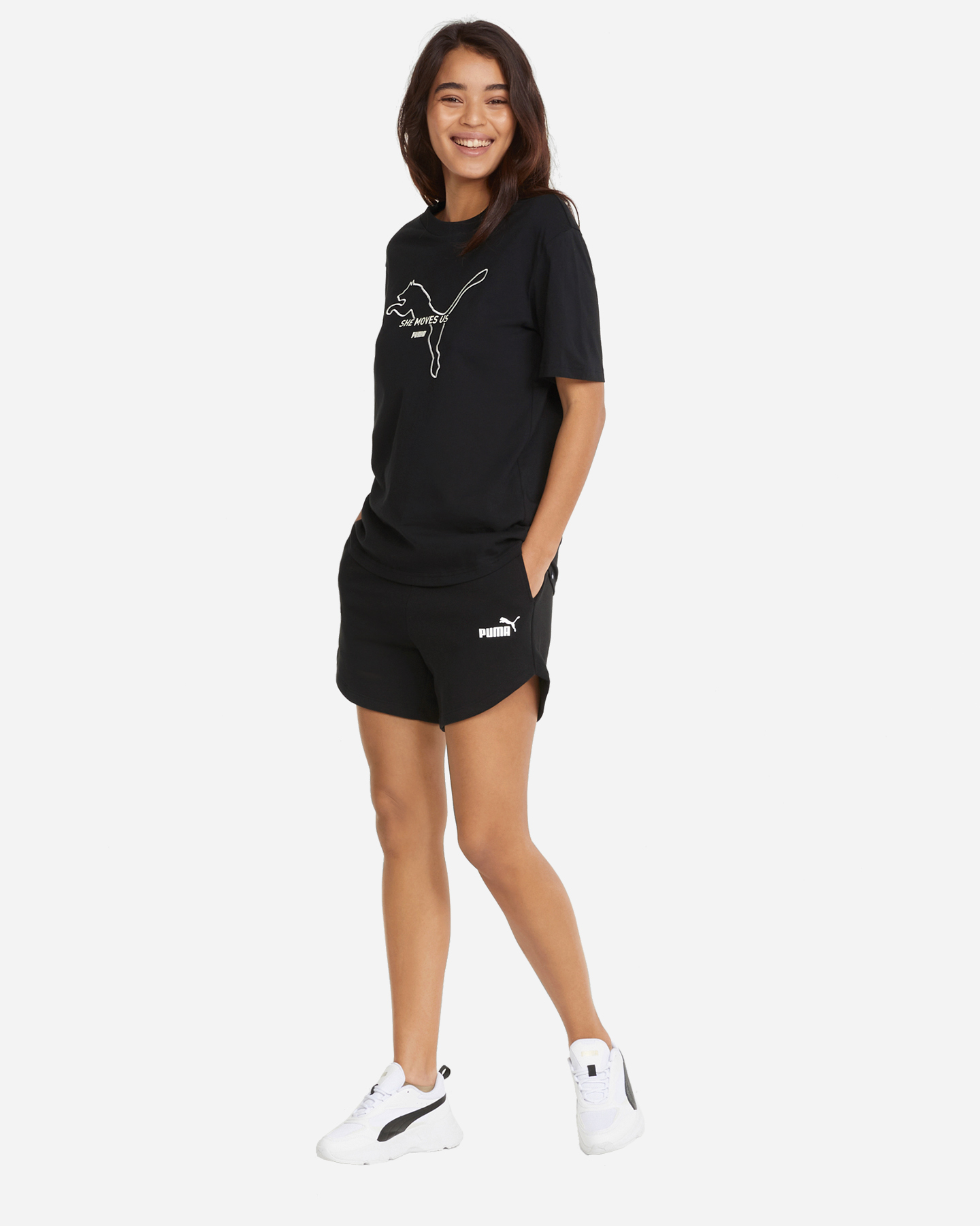 Pantaloncini PUMA ESS HIGH WAIST W - Nero - 4 | Cisalfa Sport