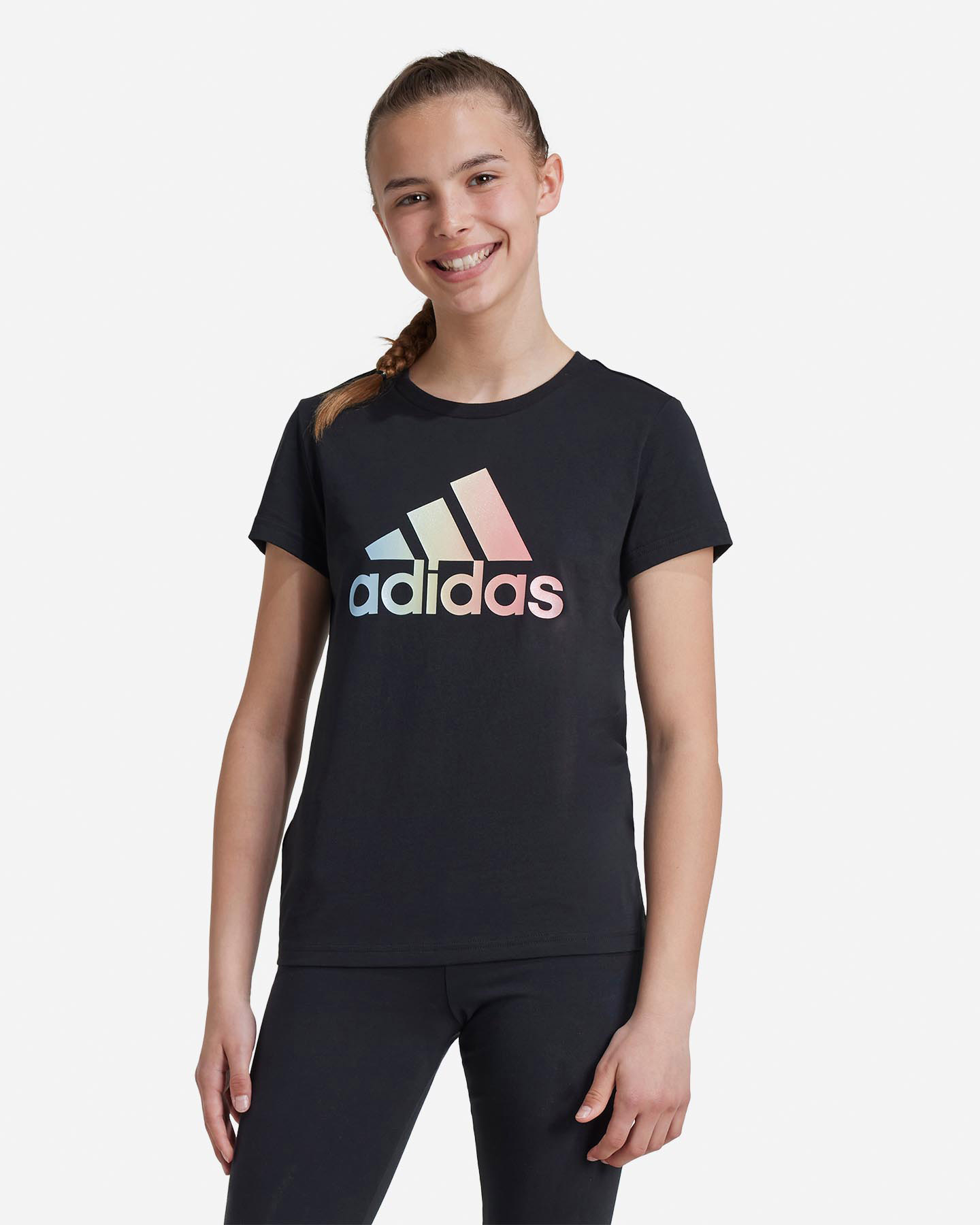 T-shirt ADIDAS BIG LOGO RAINBOW JR - Nero - 1 | Cisalfa Sport