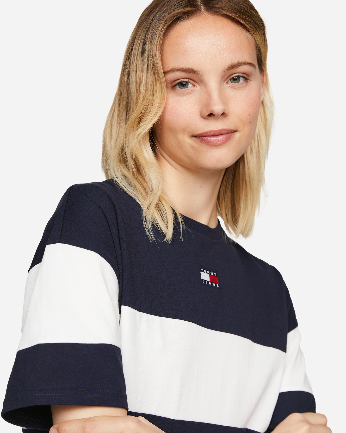T-shirt TOMMY HILFIGER CROP BADE STRIPE W - Blu Navy - 3 | Cisalfa Sport