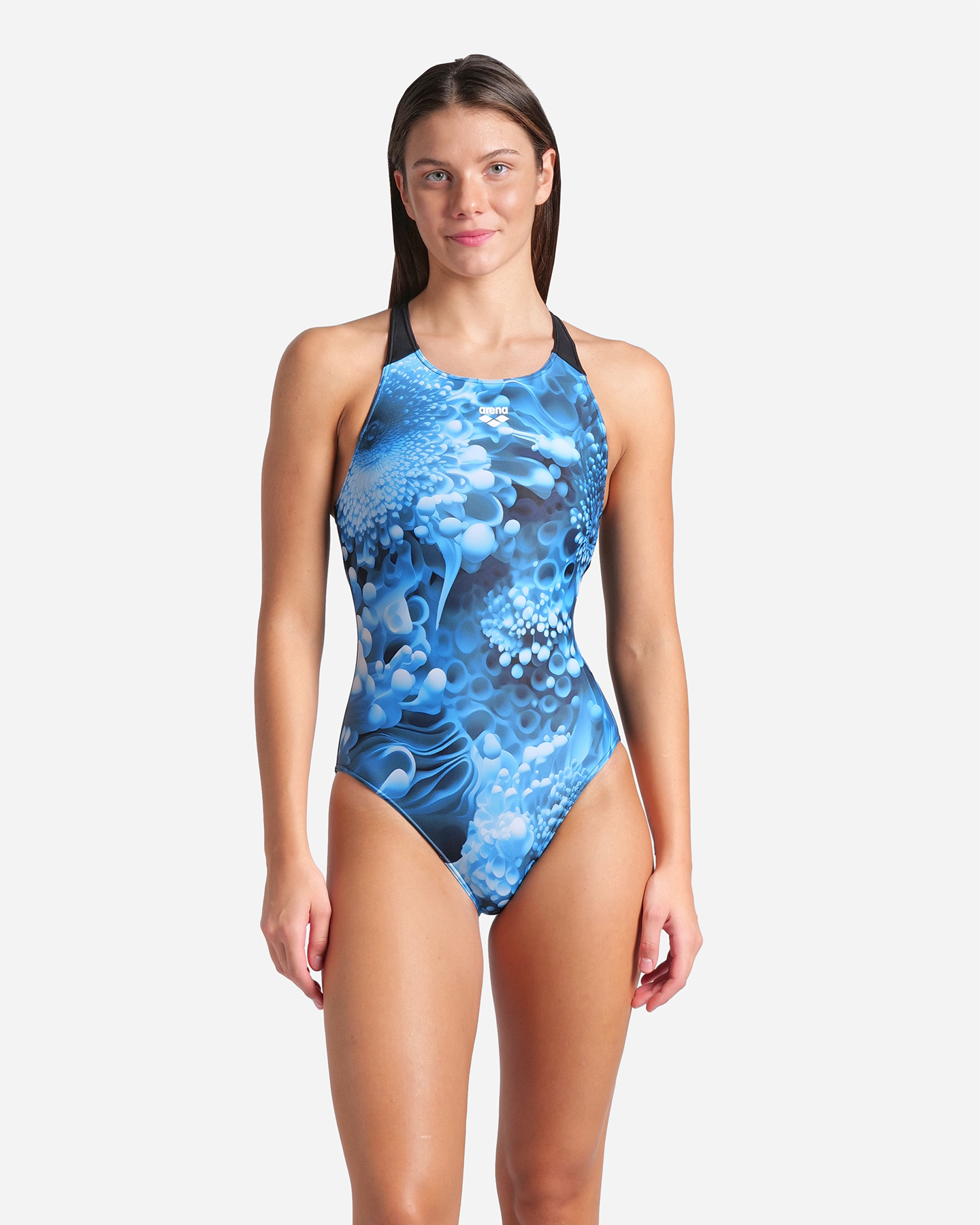 Costume piscina ARENA BLUE FLOWERS W - Nero - 2 | Cisalfa Sport