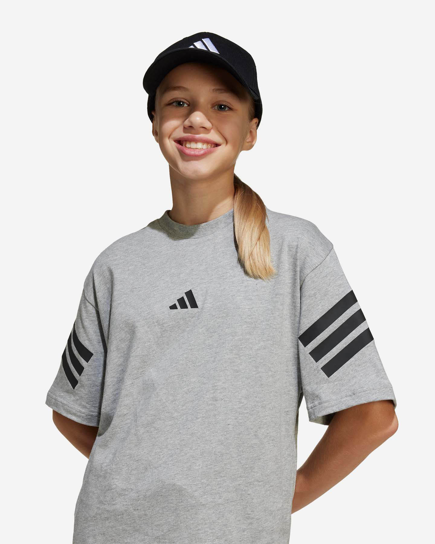 T-shirt ADIDAS BOXY 3STRIPES JR - Grigio - 3 | Cisalfa Sport
