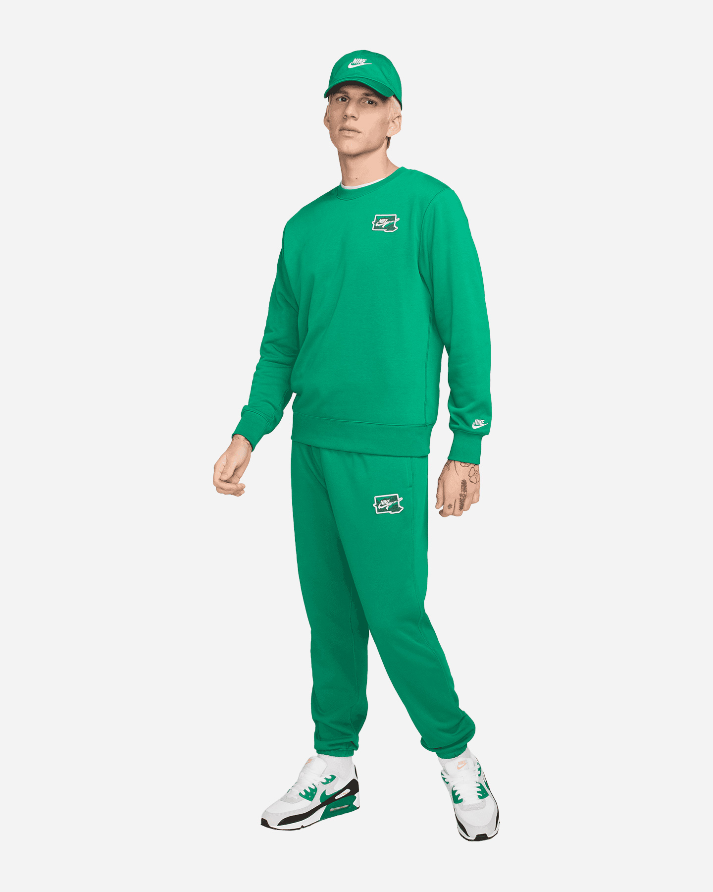 Felpa NIKE CREW CLUB BOLT GFX M - Verde - 2 | Cisalfa Sport