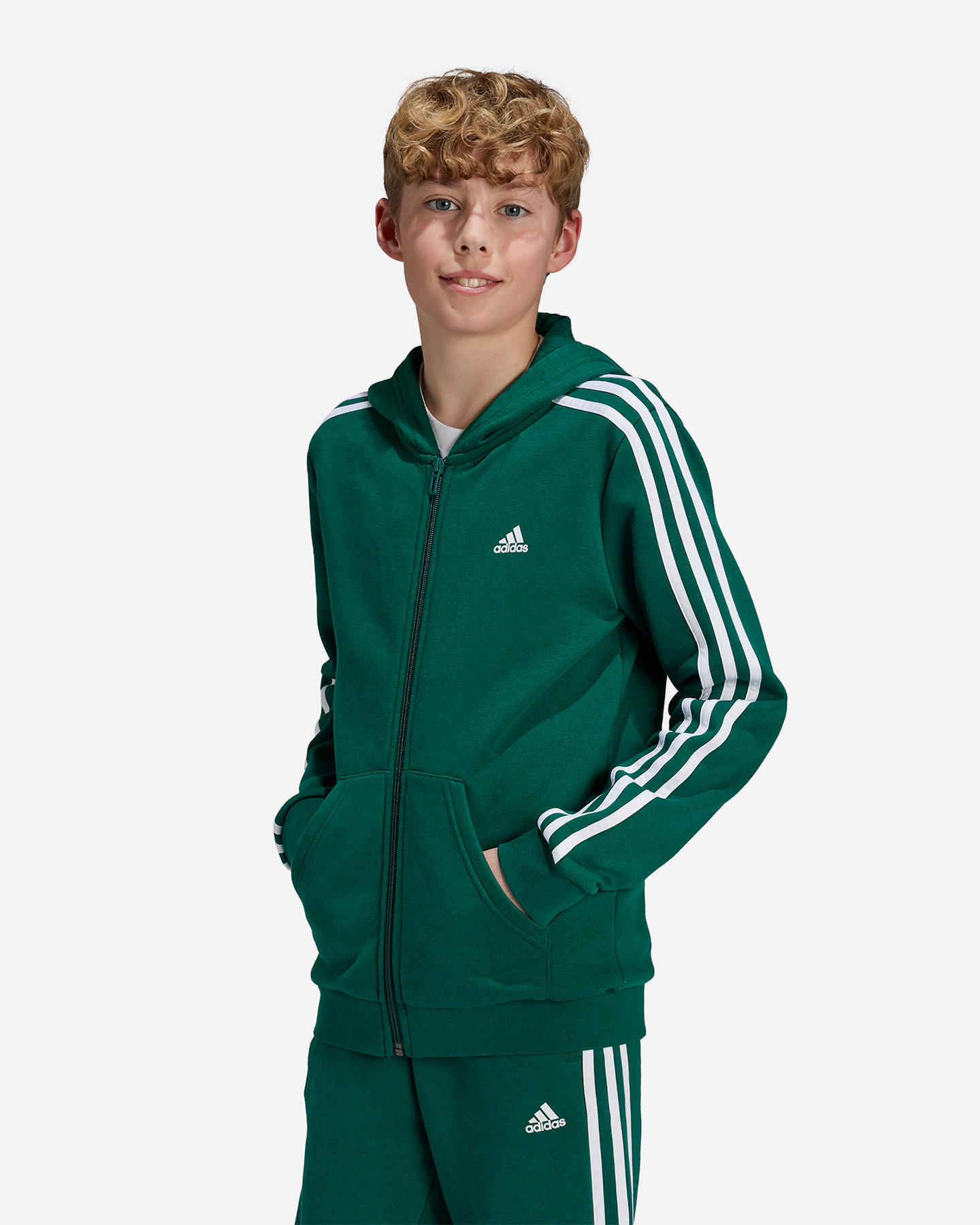 Felpa ADIDAS ESSENTIAL 3STRIPES JR - Verde - 1 | Cisalfa Sport