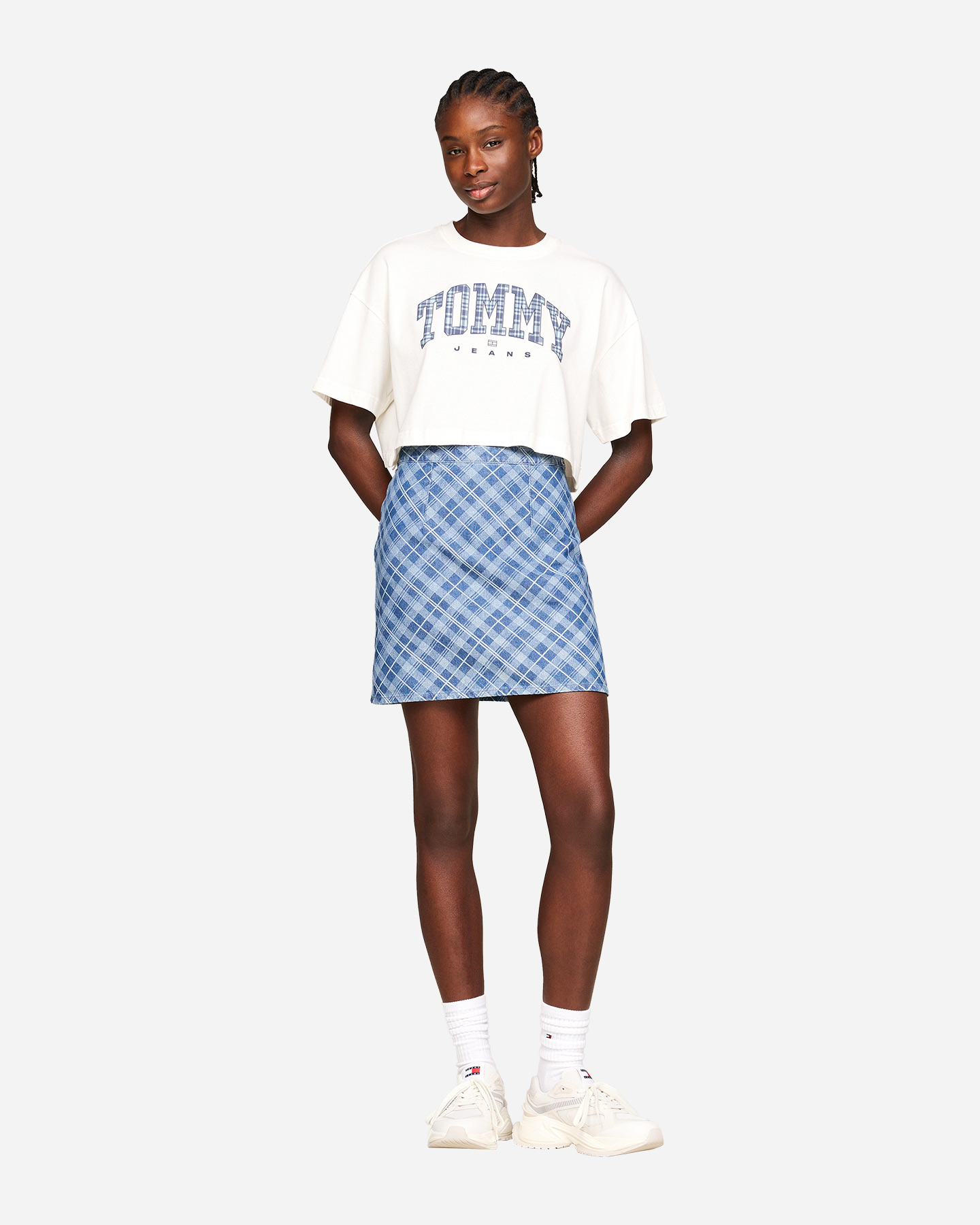 T-shirt TOMMY HILFIGER CROP VARSITY LOGO CHECK W - 1 | Cisalfa Sport