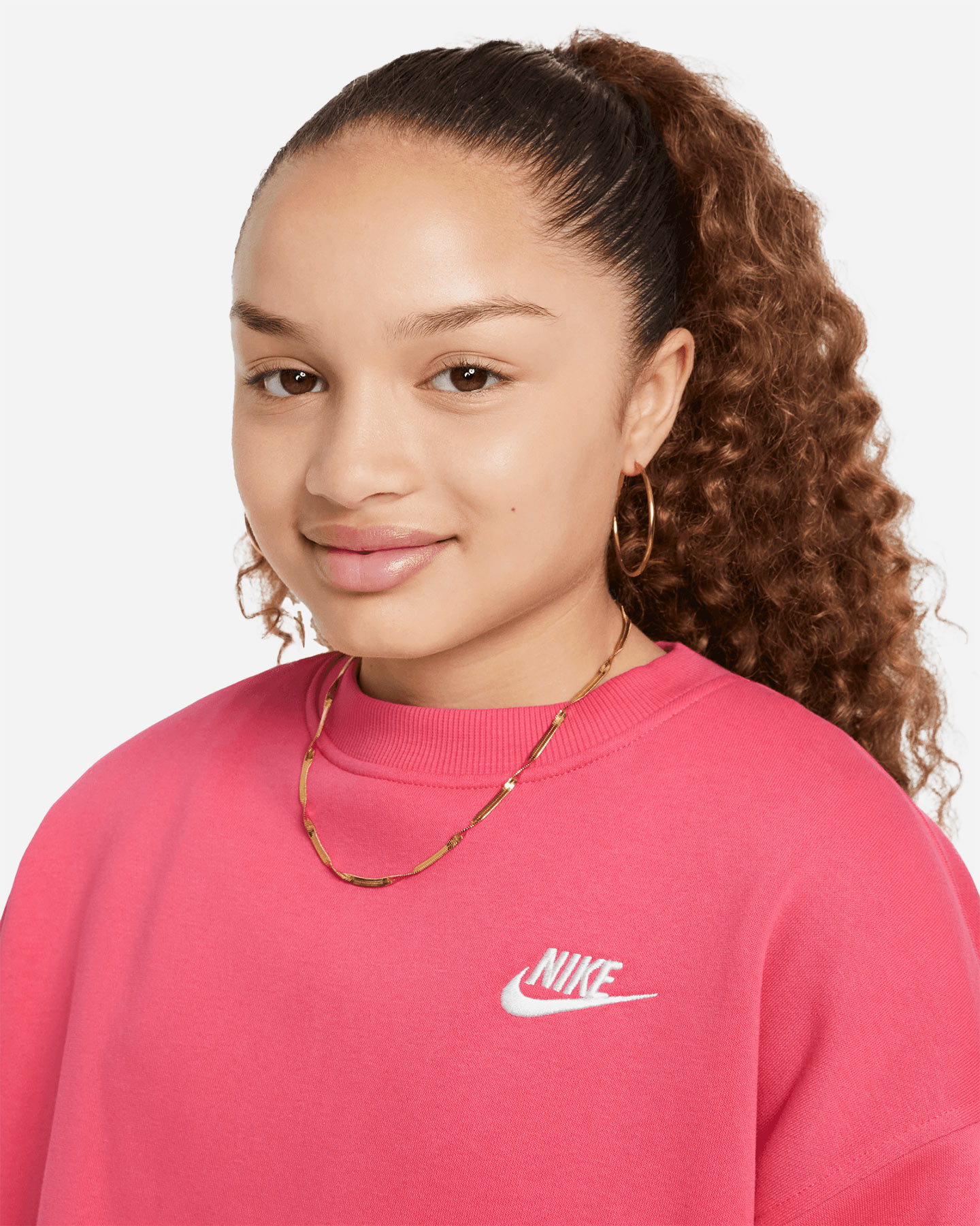 Felpa NIKE OVER SMALL LOGO JR - Rosa - 2 | Cisalfa Sport