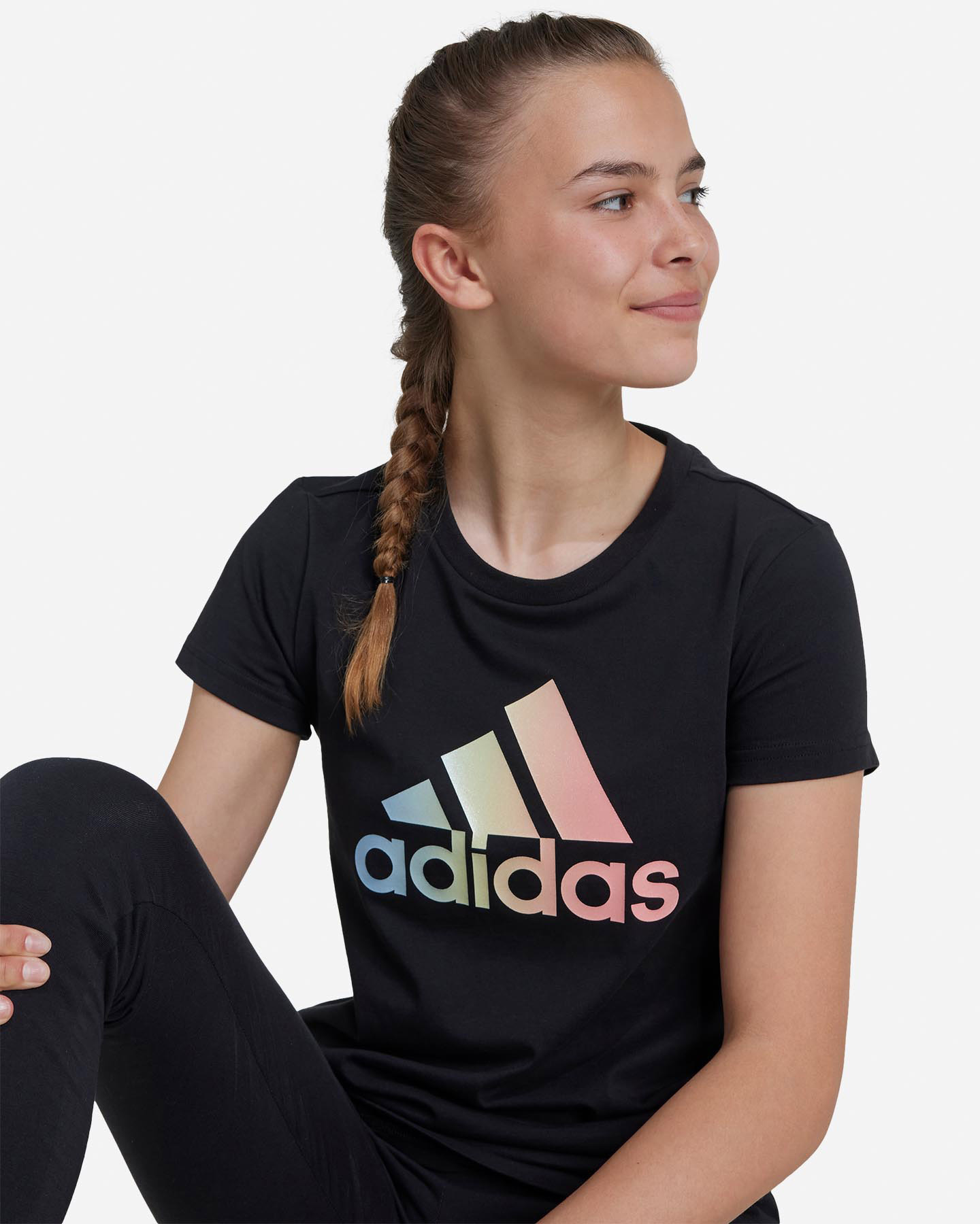 T-shirt ADIDAS BIG LOGO RAINBOW JR - Nero - 5 | Cisalfa Sport