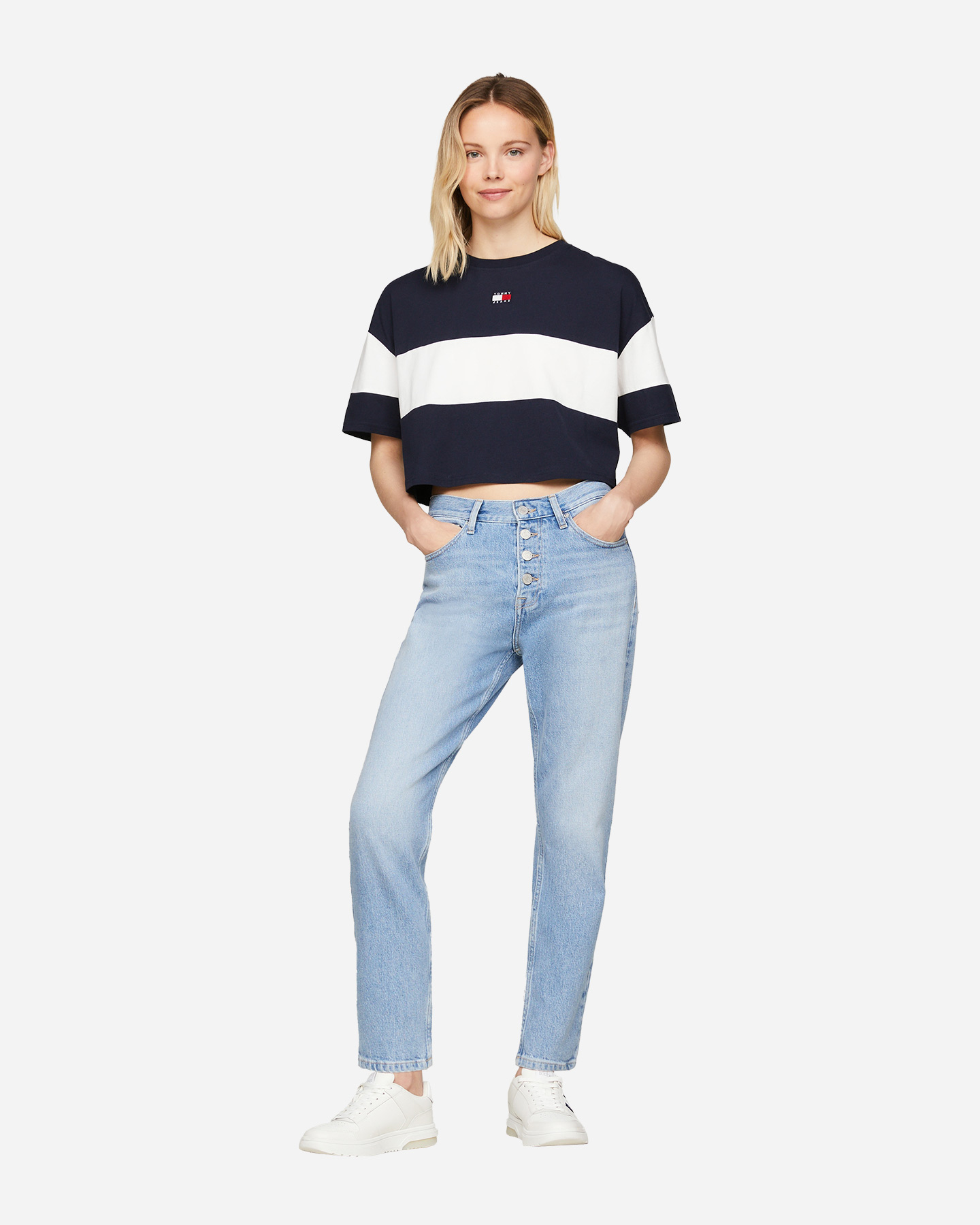 T-shirt TOMMY HILFIGER CROP BADE STRIPE W - 1 | Cisalfa Sport