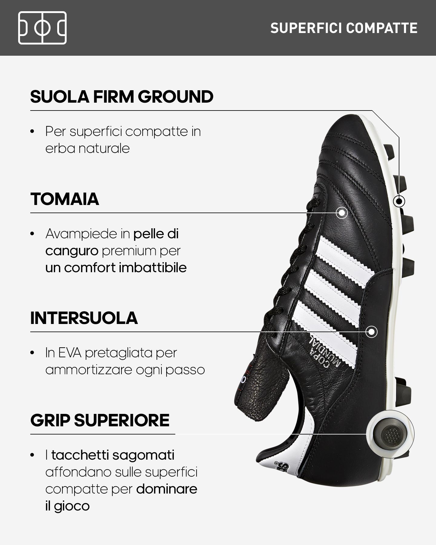 Scarpe calcio ADIDAS COPA MUNDIAL FG M - Nero - 1 | Cisalfa Sport