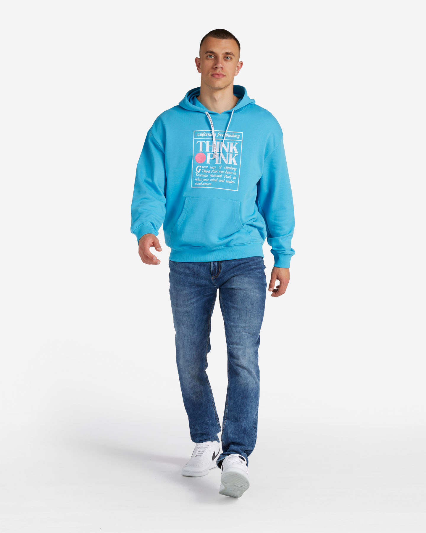 Felpa THINK PINK HOODIE LOGO M - Azzurro - 3 | Cisalfa Sport