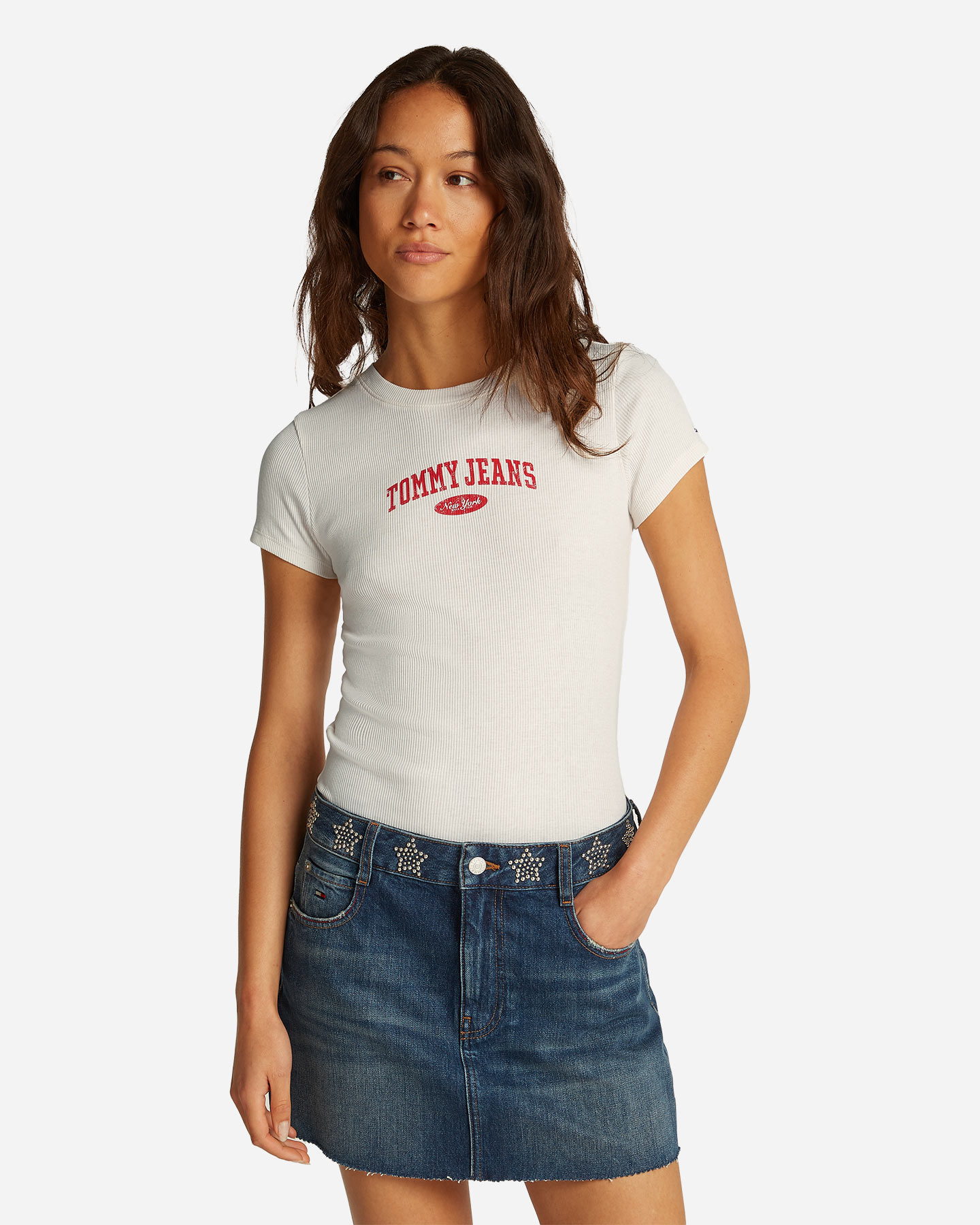 T-shirt TOMMY HILFIGER SLIM VARSITY RIB W - Beige - 2 | Cisalfa Sport