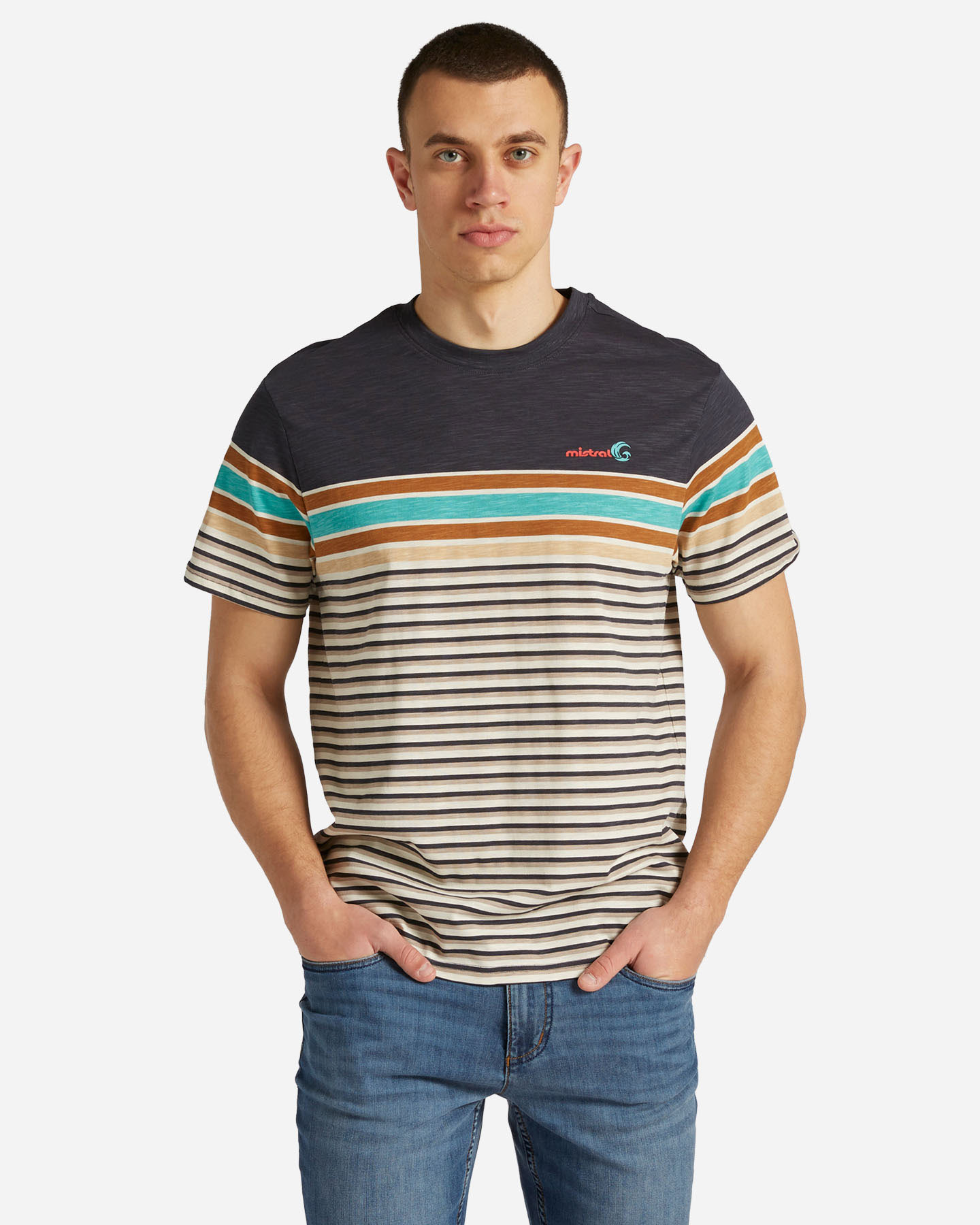 T-shirt MISTRAL STRIPED M - 0 | Cisalfa Sport