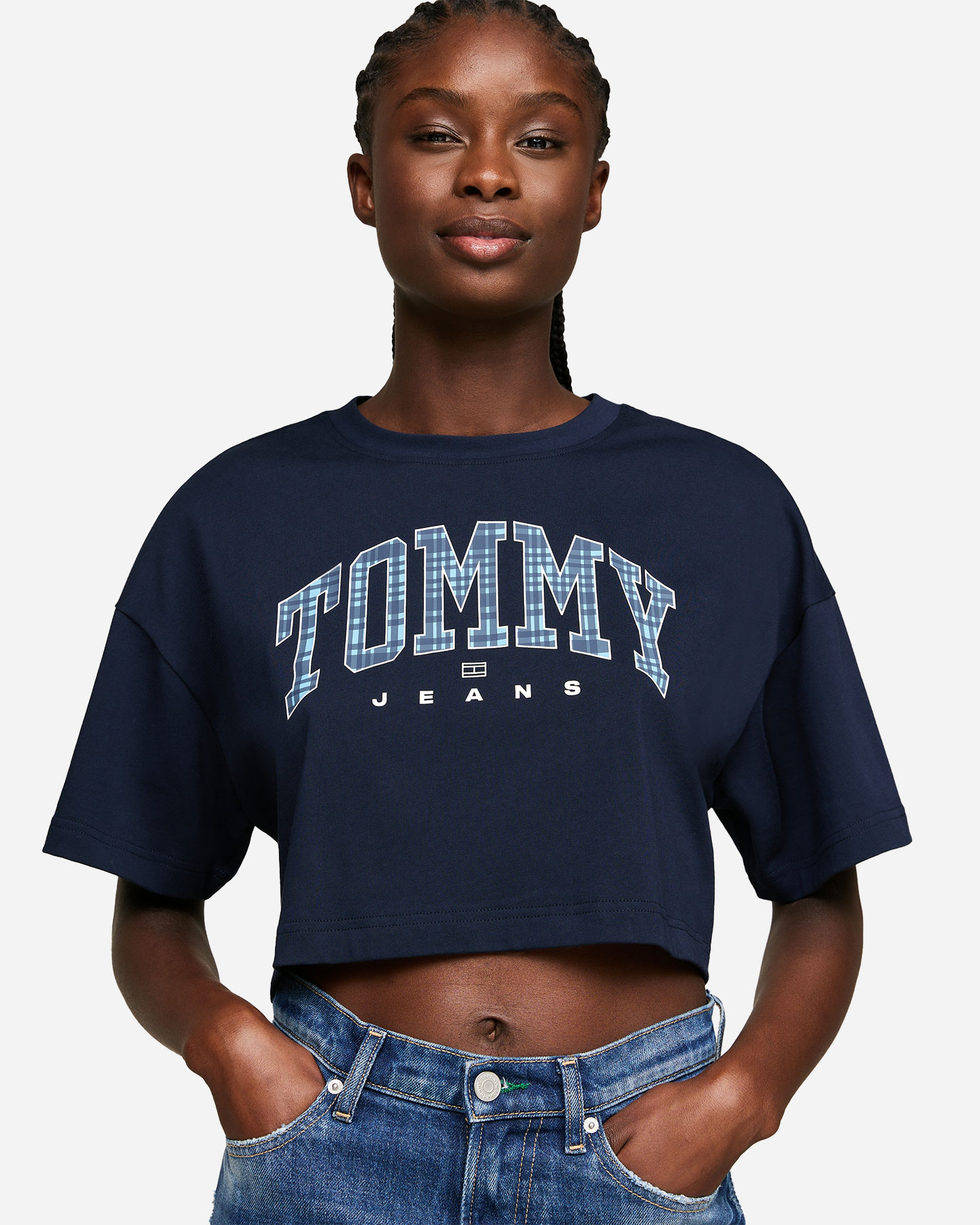 T-shirt TOMMY HILFIGER CROP VARSITY LOGO CHECK W - 1 | Cisalfa Sport